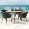 Crod Outdoor 1200mm Roble Dining Table With 4 Armchairs In Grey