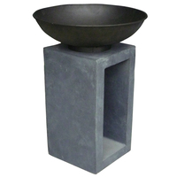 Fire Pit with Metal Fire Bowl and Hollow Concrete base for Log storage