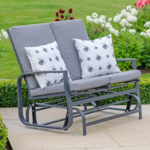 Thirsk Outdoor Cushioned 2 Seater Glider Bench In Graphite Grey