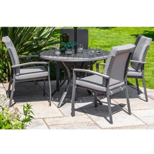 Thirsk Outdoor Dining Set With 4 Armchairs In Graphite Grey