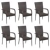 Garima Outdoor Set Of 6 Poly Rattan Dining Chairs In Brown