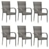 Garima Outdoor Set Of 6 Poly Rattan Dining Chairs In Grey