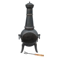 124cm Extra-Large Open Bowl Mesh Cast Iron and Steel Chiminea Patio Heater Black