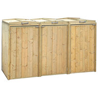 Premium FSC® Certified Wooden Triple Bin Store with Recycling Unit