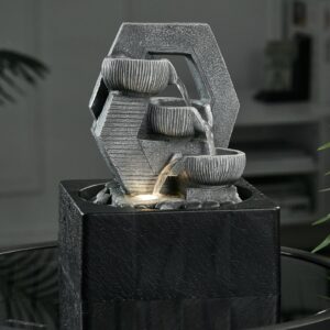LED Light Cascade Tabletop Fountain Relaxing Water Feature for Relaxation and Meditation Soothing Waterfall Design