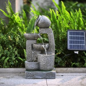 Cascade Solar-powered 5 Tier Water Fountain for Outdoors