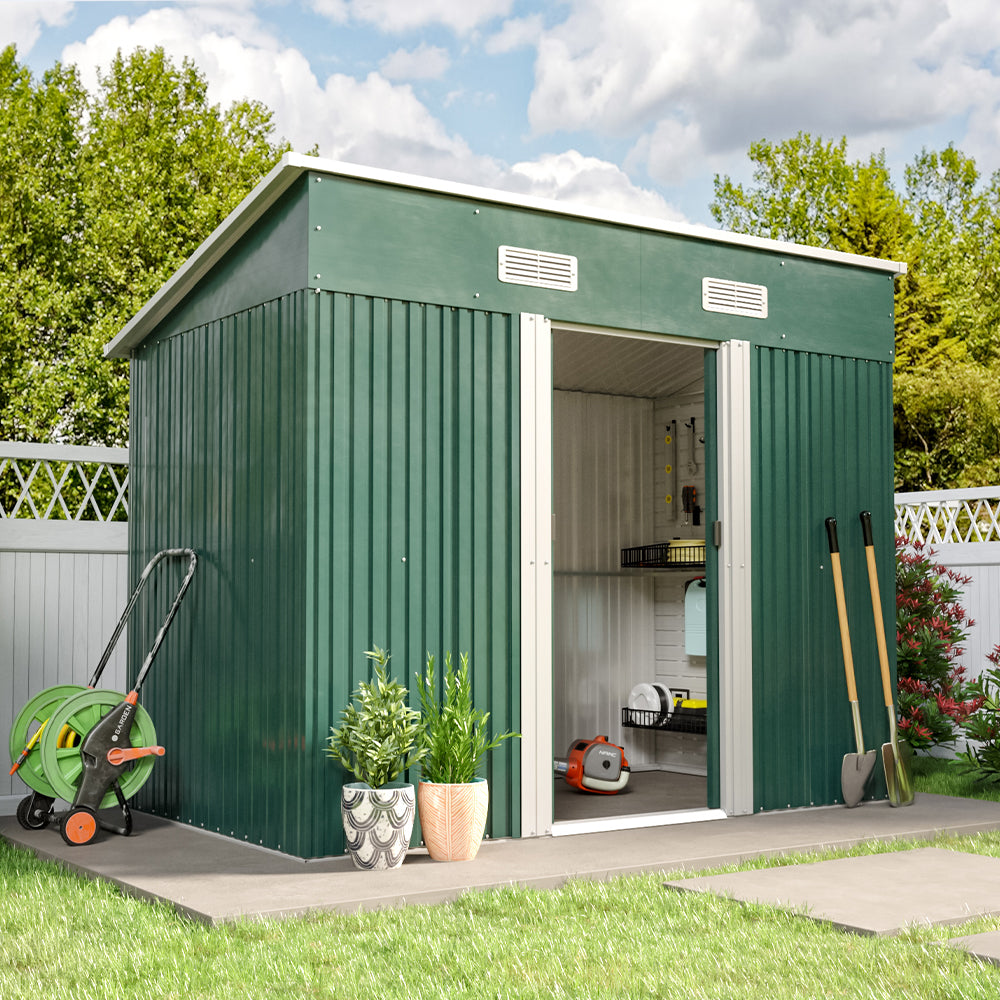 4' x 6' ft / 4' x 8' ft Garden Shed with Skillion Roof Top Steel