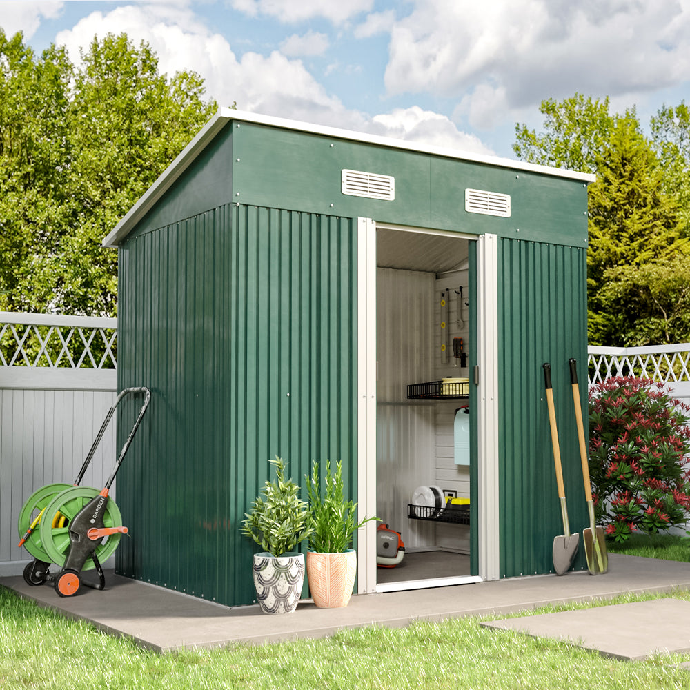 4' x 6' ft / 4' x 8' ft Garden Shed with Skillion Roof Top Steel