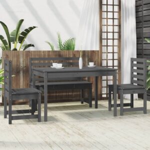 Bangor Solid Wood Pine 4 Piece Garden Dining Set In Grey