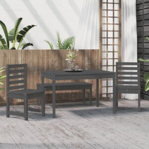 Belton Solid Wood Pine 4 Piece Garden Dining Set In Grey