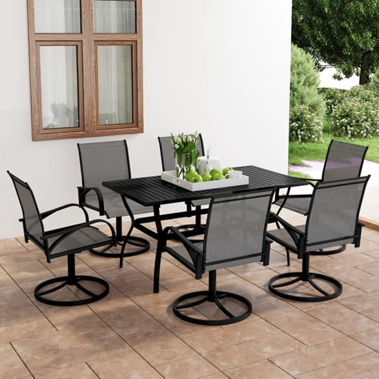 Clayton Medium Steel 7 Piece Garden Dining Set In Anthracite