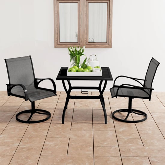 Clayton Small Steel 3 Piece Garden Dining Set In Anthracite