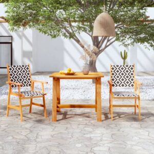 Corbin Small Acacia Wood 3 Piece Garden Dining Set In Natural