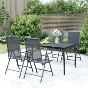 Elon Medium Steel 5 Piece Garden Dining Set In Anthracite