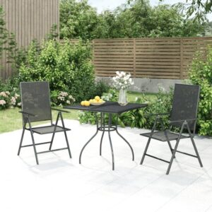 Elon Small Square Steel 3 Piece Garden Dining Set In Anthracite