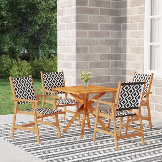 Galatia Solid Wood 5 Piece Square Garden Dining Set In Acacia