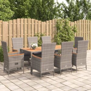 Indio Poly Rattan 9 Piece Garden Dining Set In Grey