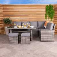 6 Seater Premium Rattan Dining Set Grey