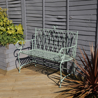 Decorative Wrought Iron Bench – Sage Green