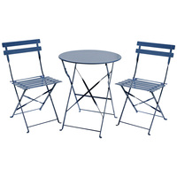 Folding Metal Bistro Set - Navy Grey