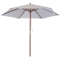 2.4M Wooden Garden Parasol – Light Grey