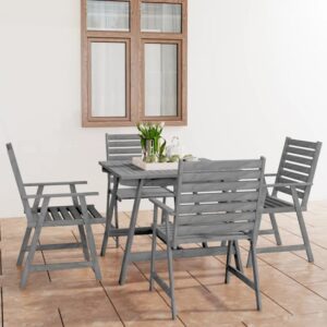 Salado Small Acacia Wood 5 Piece Garden Dining Set In Grey