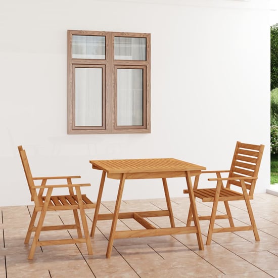 Salado Small Acacia Wood 3 Piece Garden Dining Set In Natural