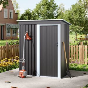 5 x 3 FT Outdoor Metal Storage Shed with Lockable Door for Garden (Ver. 2)