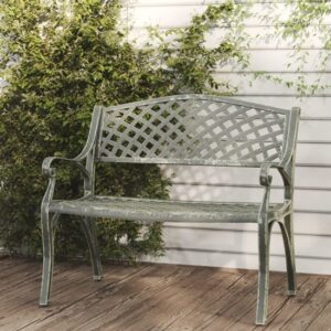 Bishti Outdoor Cast Aluminium Seating Bench In Green