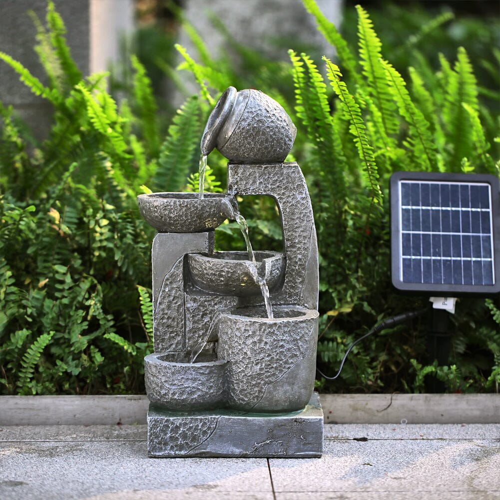 Cascade Solar-powered 5 Tier Water Fountain for Outdoors