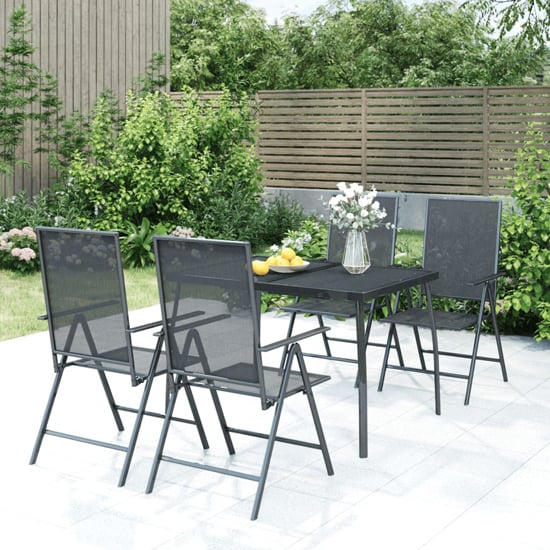 Elon Small Steel 5 Piece Garden Dining Set In Anthracite