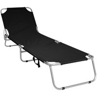 Folding Sun Lounger Black