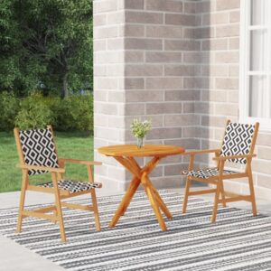 Galatia Solid Wood 3 Piece Round Garden Dining Set In Acacia