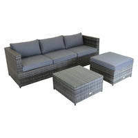 L-Shaped Rattan Sofa Set Grey