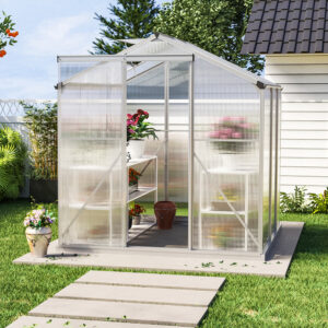 Living and Home Silver Aluminum Framed 6×6 Greenhouse with Vent