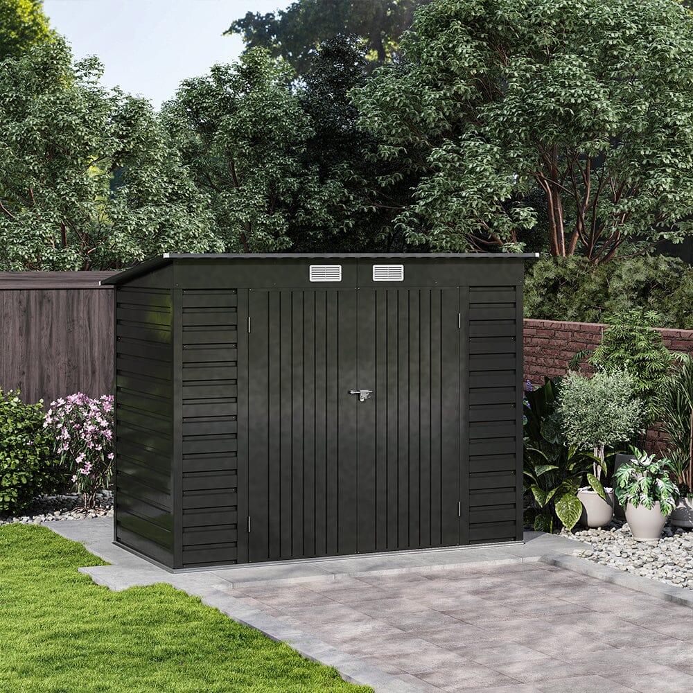 Outdoor Galvanized Steel Storage Shed with Dual Doors