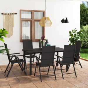 Sarnia Medium Aluminium 7 Piece Garden Dining Set In Black