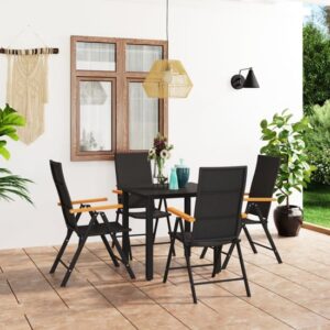 Sarnia Small Aluminium 5 Piece Dining Set In Black And Brown