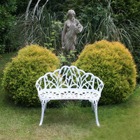 White Tulip Cast Aluminium Metal Garden & Patio Bench