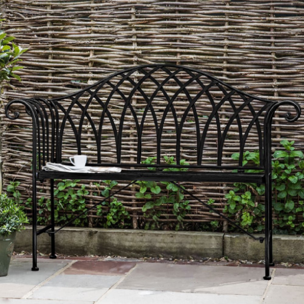 Dickson Outdoor Metal Seating Bench In Black