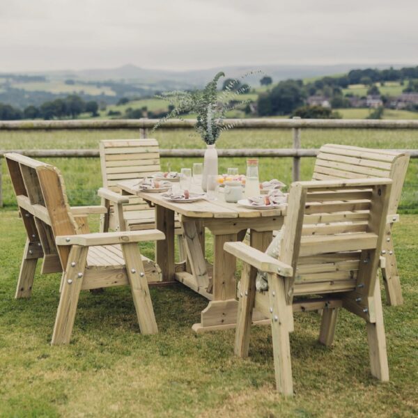 Erog Wooden Garden 6 Seater Dining Set In Natural