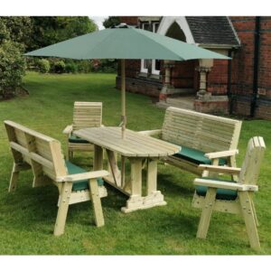 Erog Wooden Garden 8 Seater Dining Set In Natural