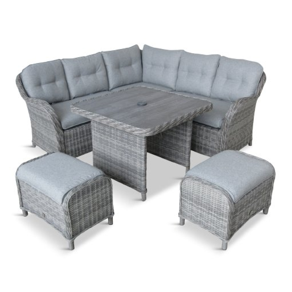 Sewanee Rattan Garden Square Dining Set In Stone