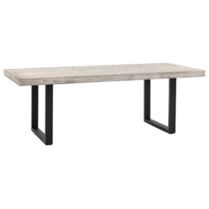 Tarkio Small Outdoor Wooden Dining Table With Black Legs In Grey