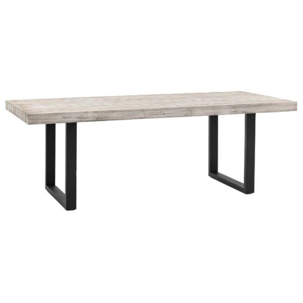 Tarkio Small Outdoor Wooden Dining Table With Black Legs In Grey