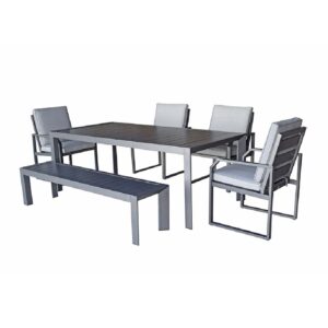 Adana Aluminium Garden Dining Set With 1 Bench And 4 Chairs Grey