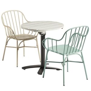 Etax Whitewash Wooden Outdoor Dining Table With 2 Frisco Chairs