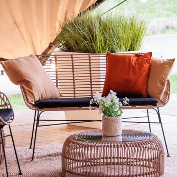 Ponoka Rattan Outdoor Seating Bench In Natural