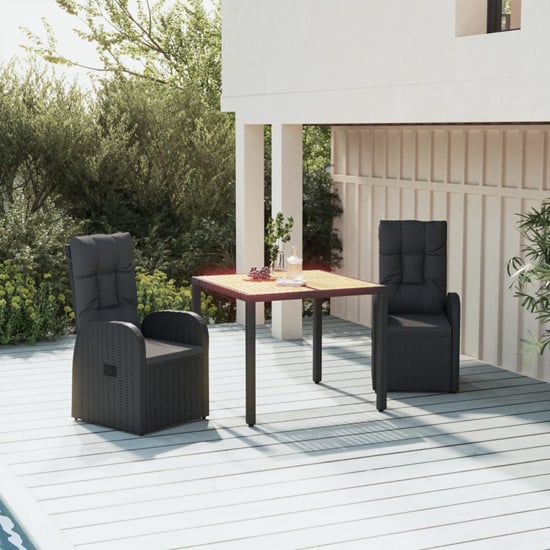 Sitka Poly Rattan 3 Piece Garden Dining Set In Black