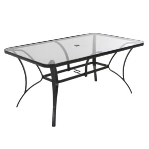 Cosco Outdoor Paloma Glass Dining Table In Dark Grey